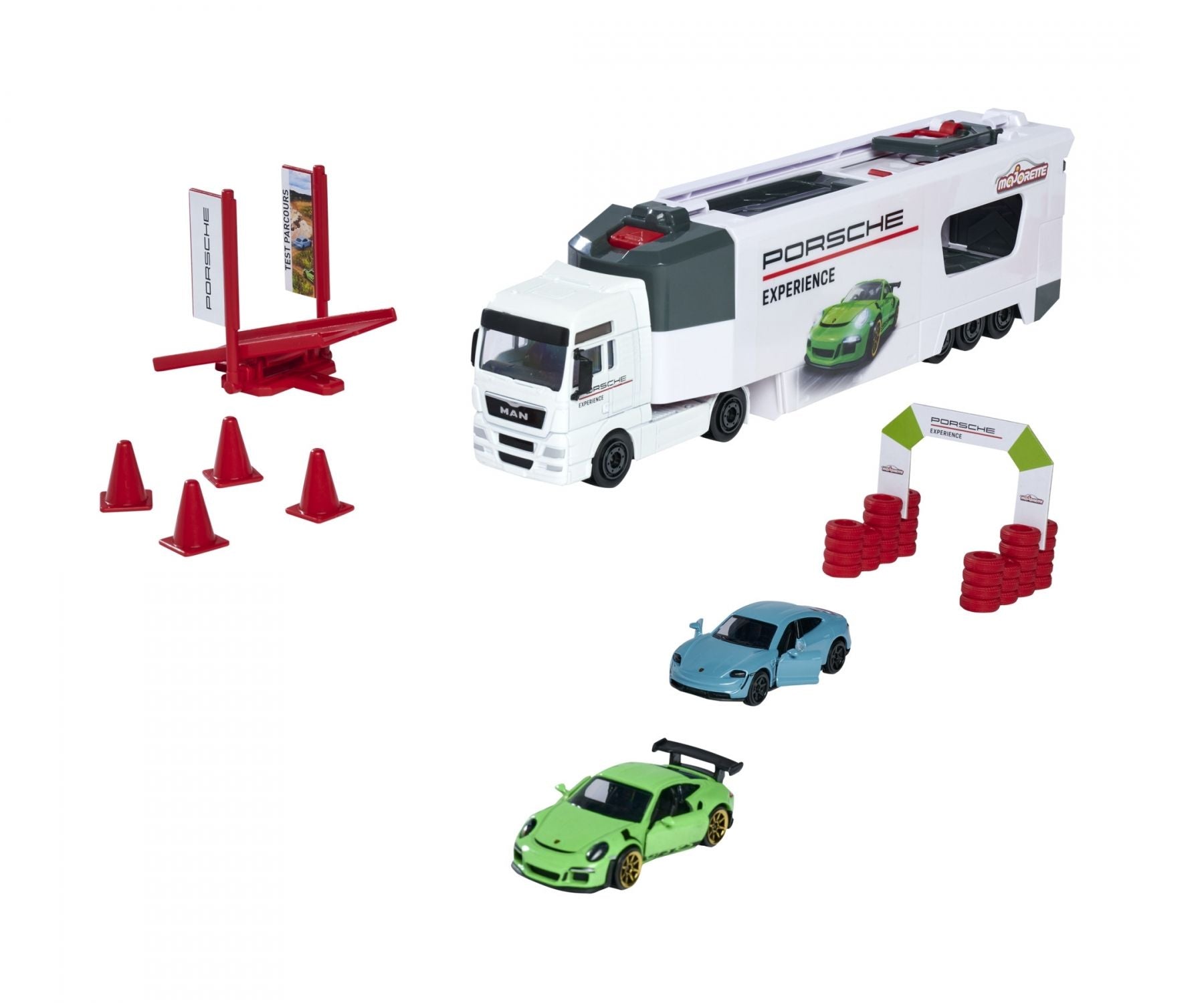 Majorette MAN TGX Truck Porsche Experience+ 2 cars