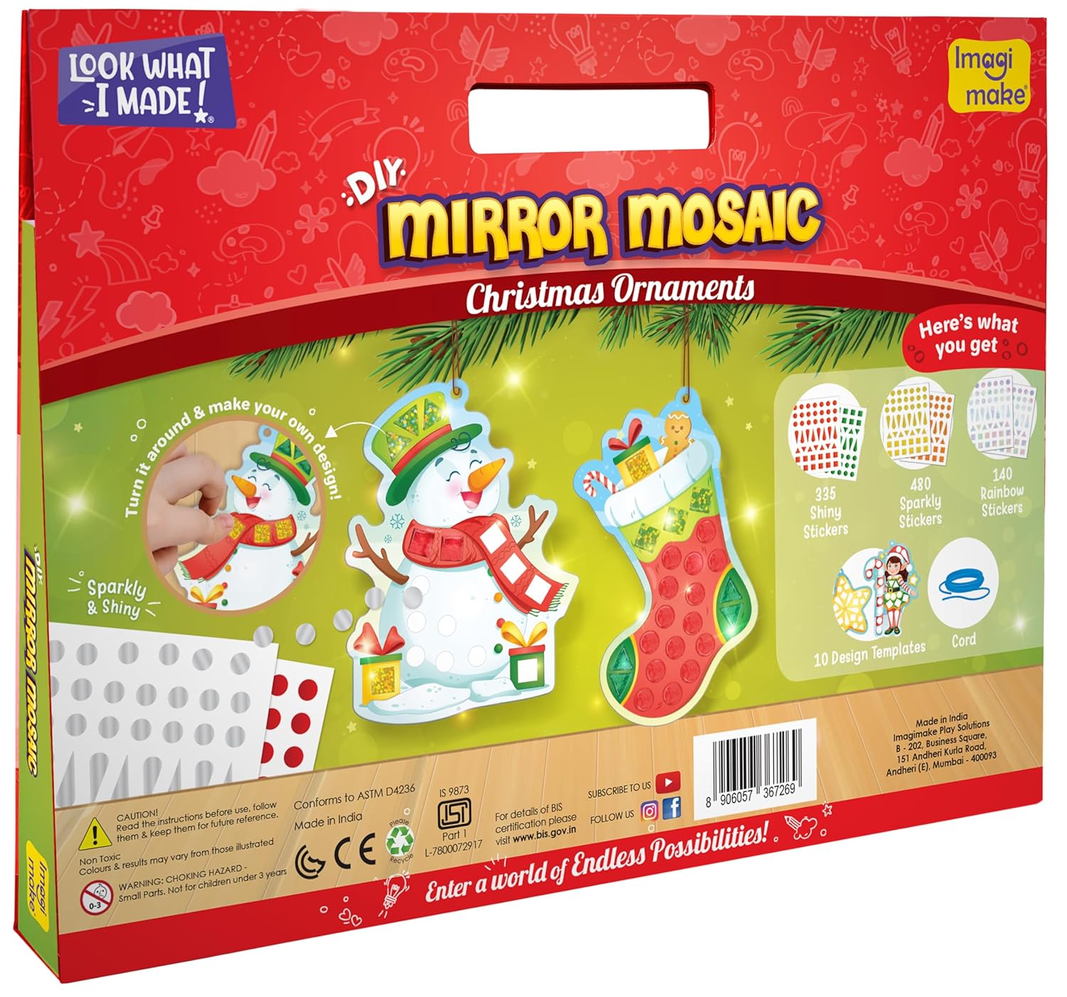 Imagimake Mirror Mosaic Christmas Ornaments