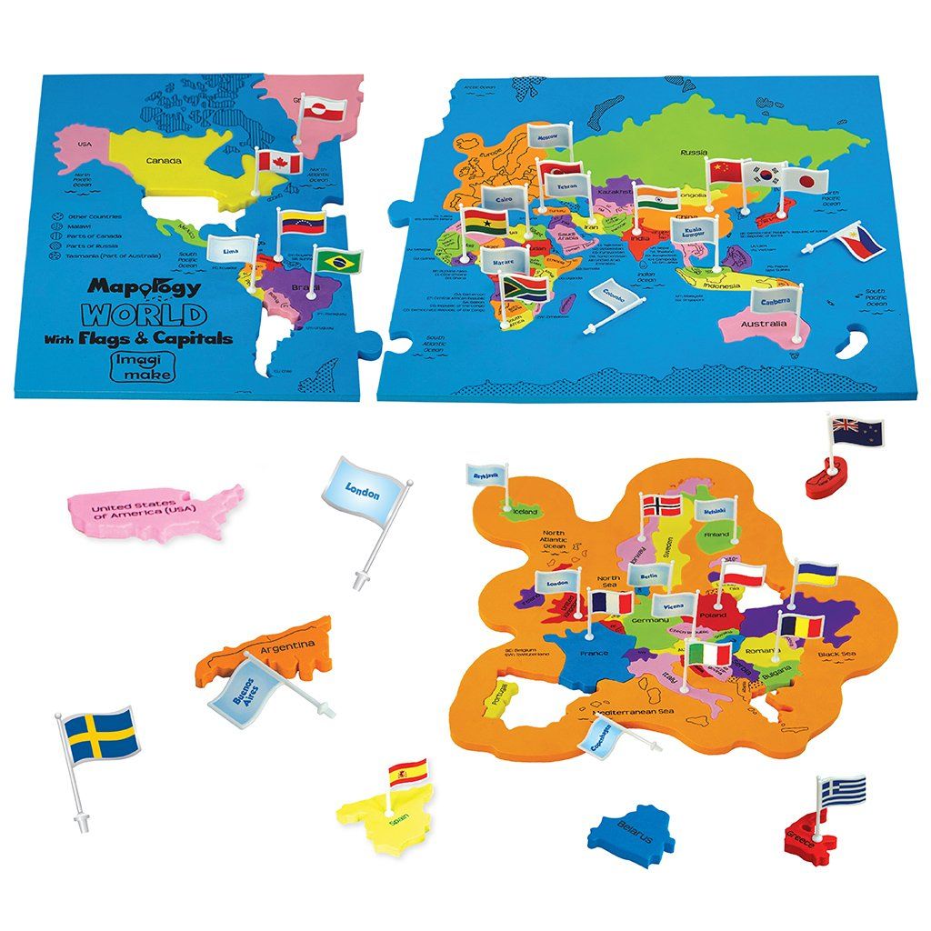 Mapology World With Capitals And Flags