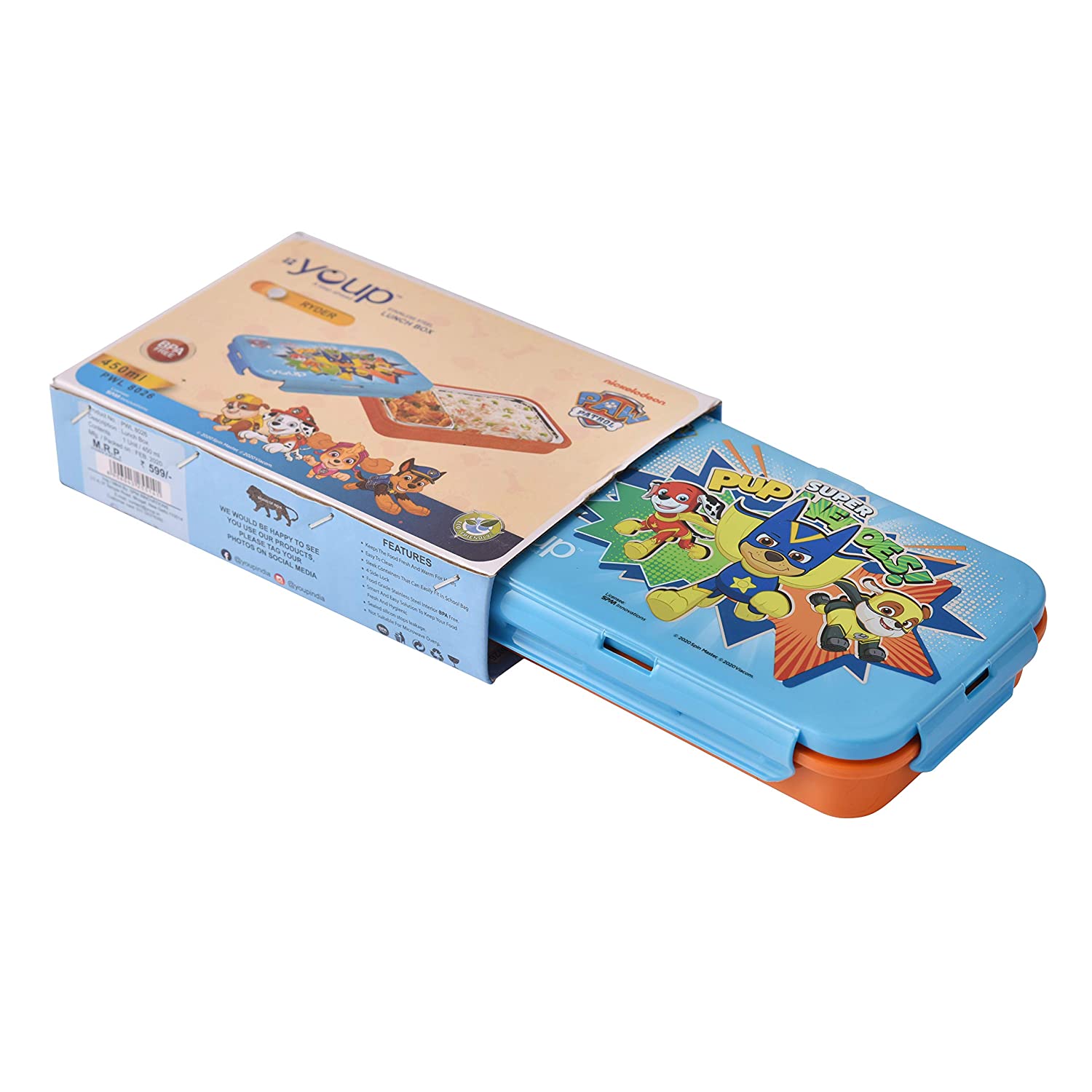 Youp Paw Patrol Ryder Lunch Box 450 ml (Blue Orange)