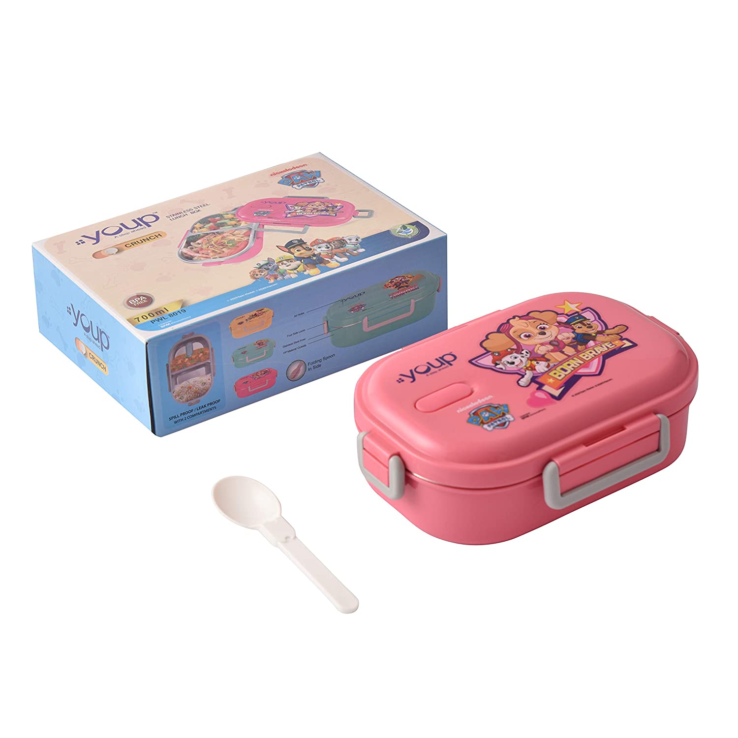 Youp Paw Patrol Crunch Lunch Box with Spoon Pink