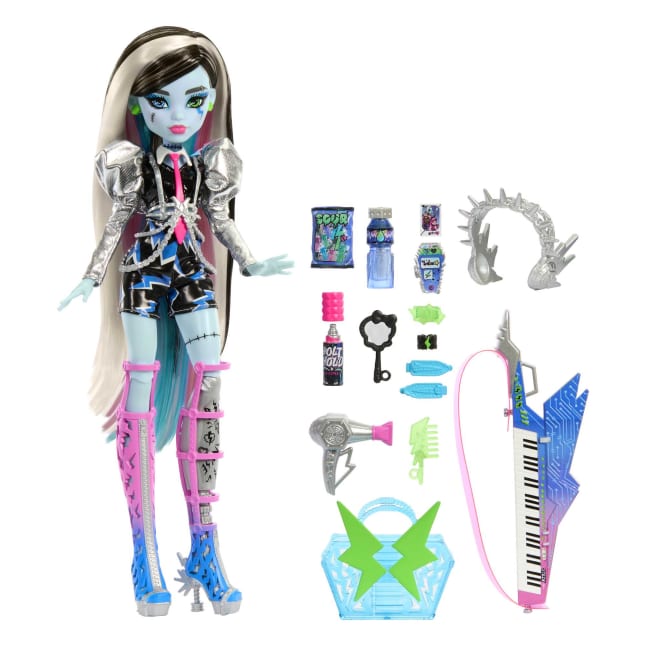 Monster High Amped Up Frankie Stein Rockstar Doll with keytar and accessories