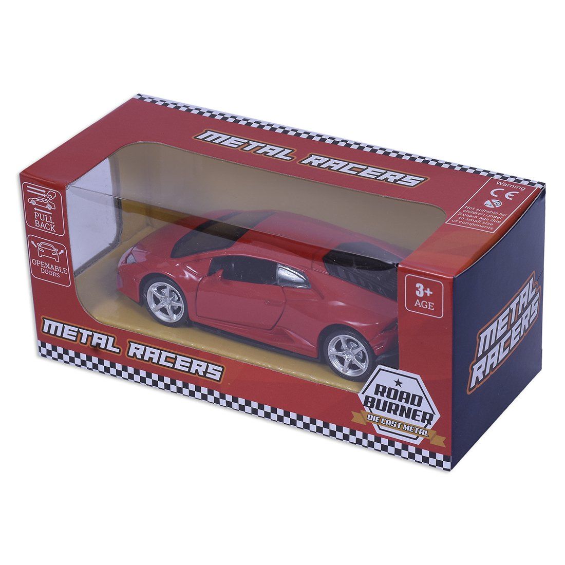 Road Burner Diecast Metal Racers Pull back car Red Type 2