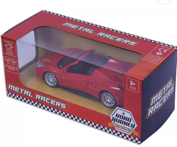 Road Burner Diecast Metal Racers Pull back car Red Type 3