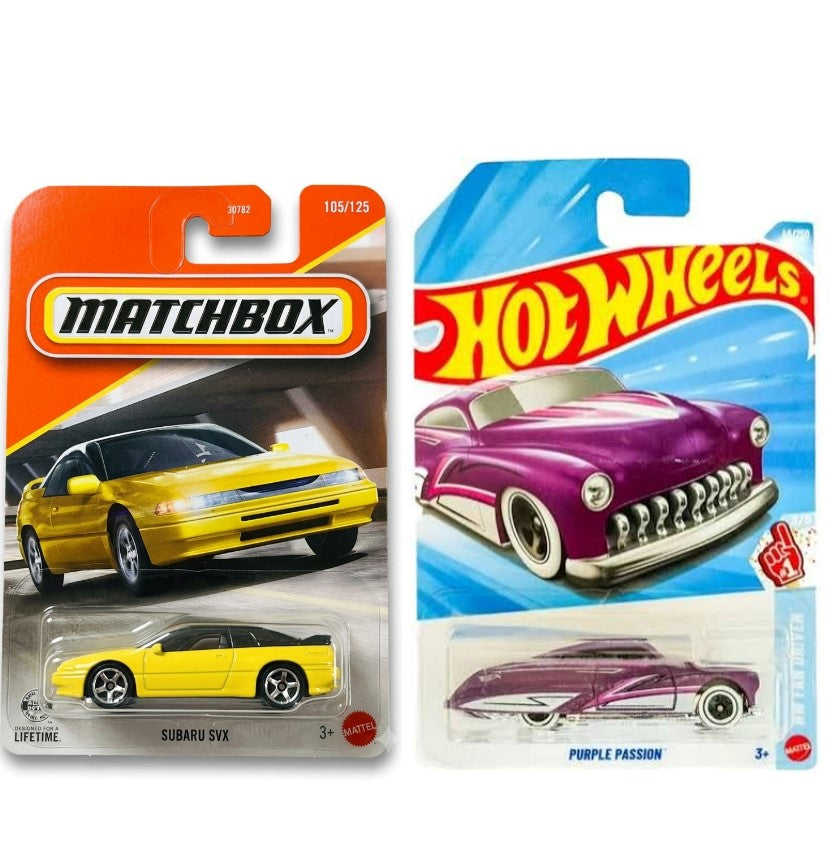 Matchbox Subaru SVX and Hot Wheels Purple Passion
