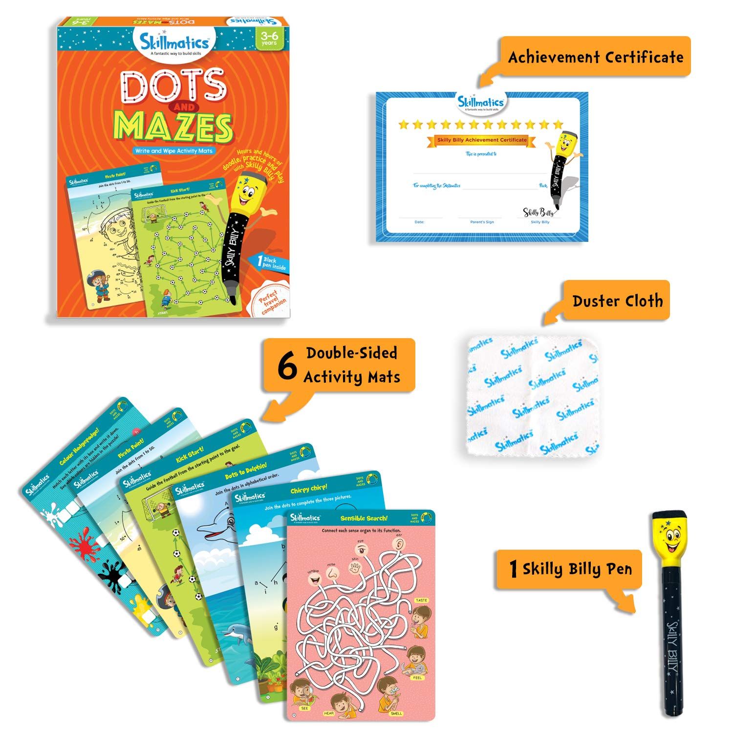 Skillmatics Dots and Mazes - Write And Wipe Activity Mats