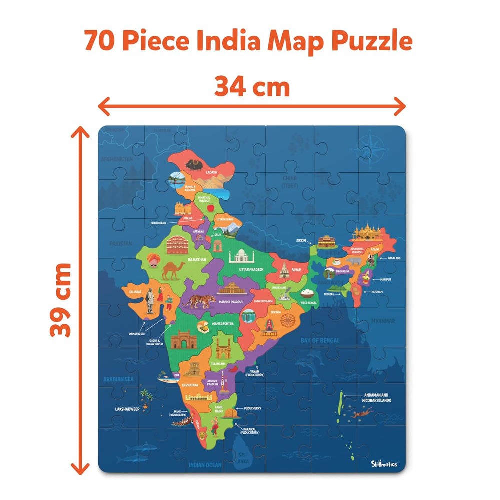 Skillmatics India Map Puzzle - 70 Pieces