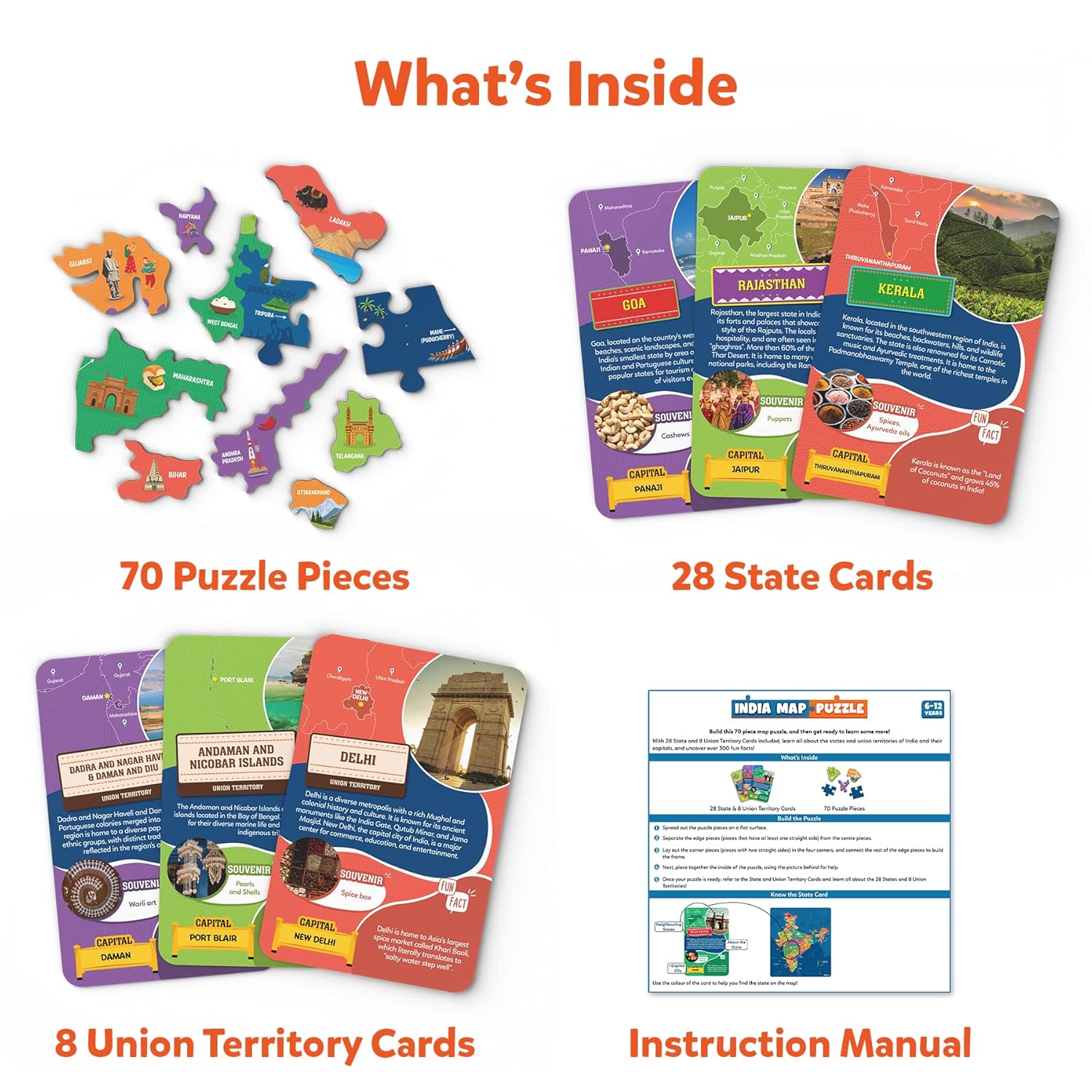 Skillmatics India Map Puzzle - 70 Pieces