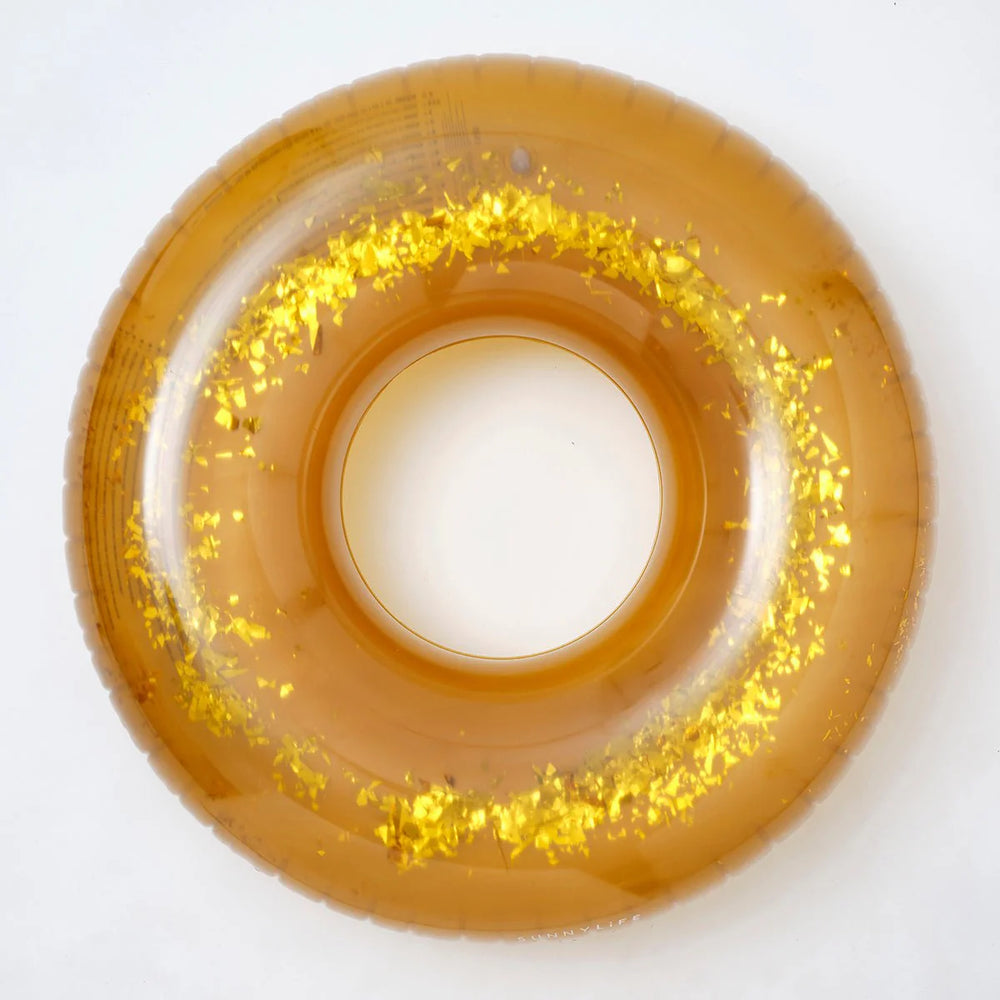 SUNNYLiFE Gold Color Inflatable Pool Ring Disco Gold