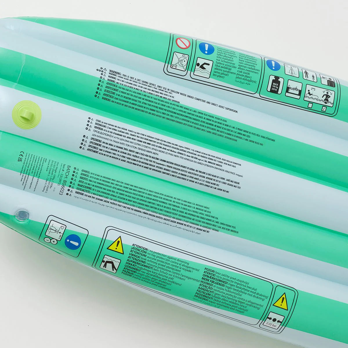 SUNNYLiFE Green And White Color Inflatable Ride With Me Surfboard Float Sea Seeker Ocean