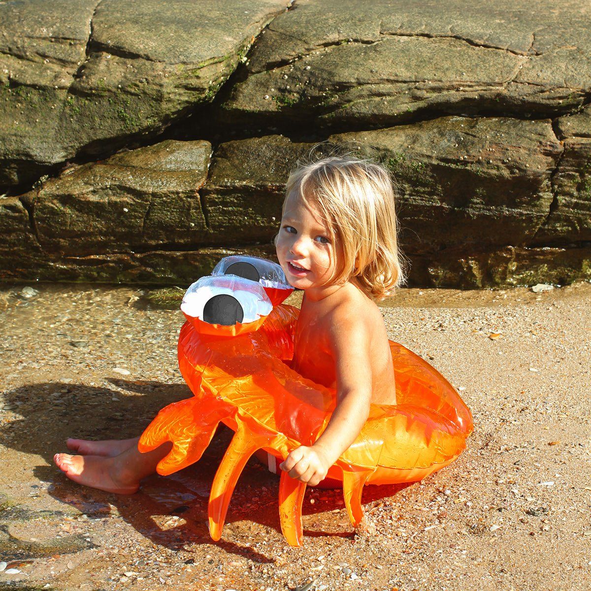 SUNNYLiFE Orange Color Inflatable Kiddy Pool Ring Sonny the Sea Creature
