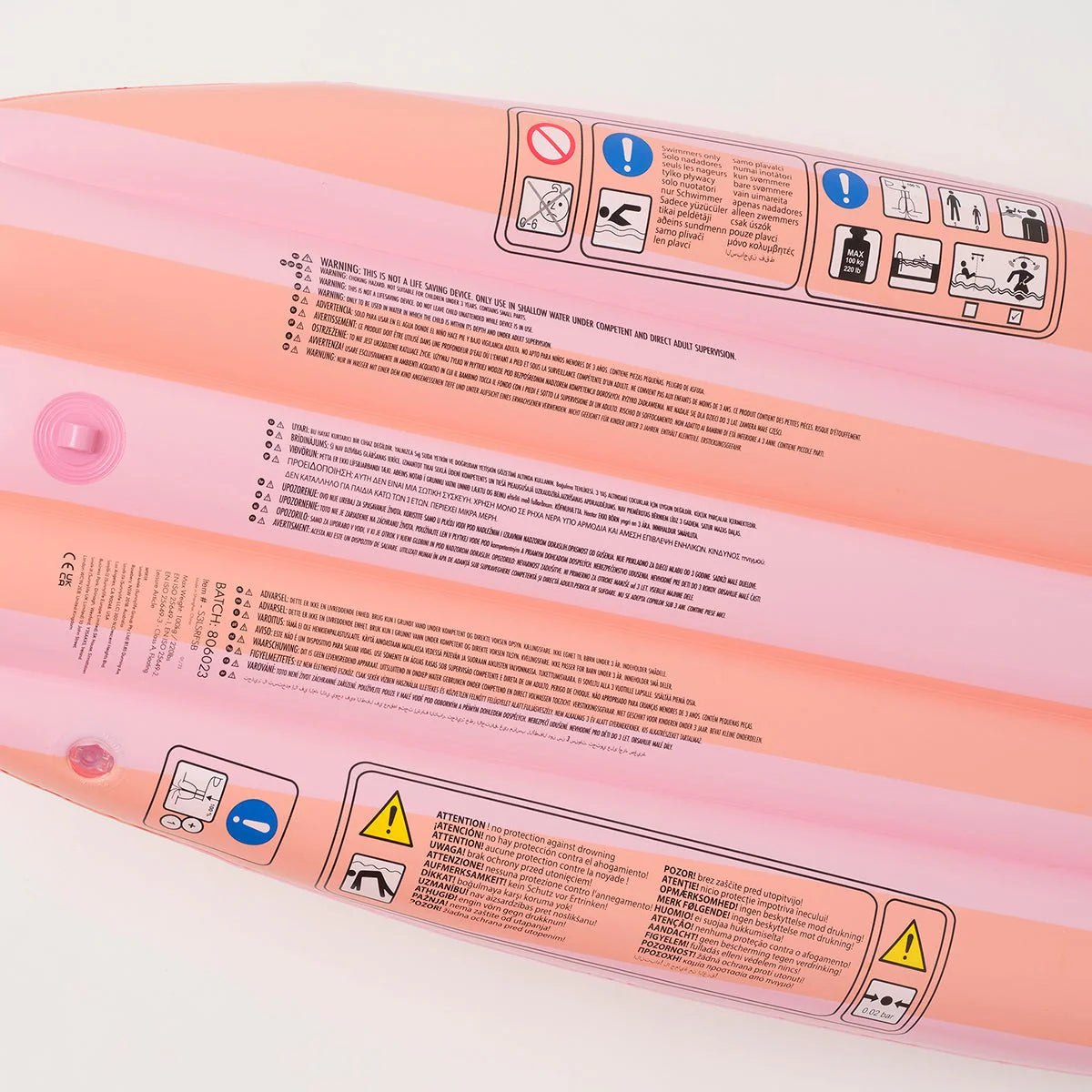 SUNNYLiFE Pink Color Inflatable Ride With Me Surfboard Float Sea Seeker Strawberry