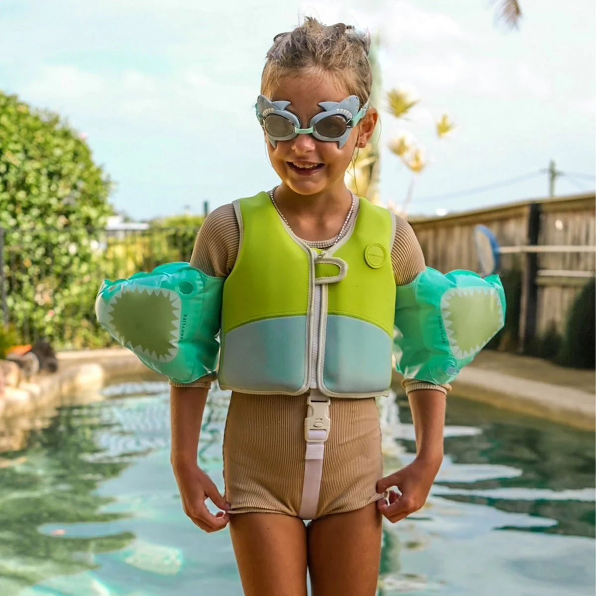 SUNNYLiFE Salty The Shark Float Bands Aqua