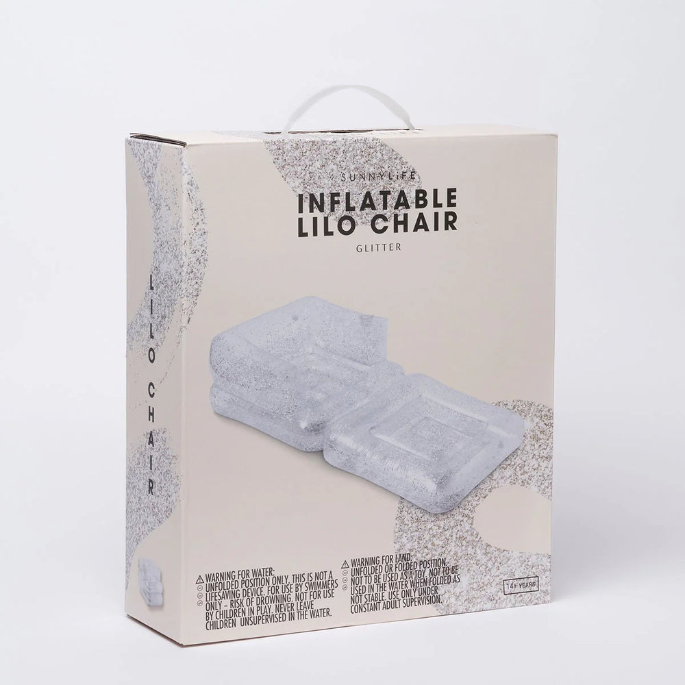 SUNNYLiFE Transparent Color Inflatable Glitter Lilo Chair