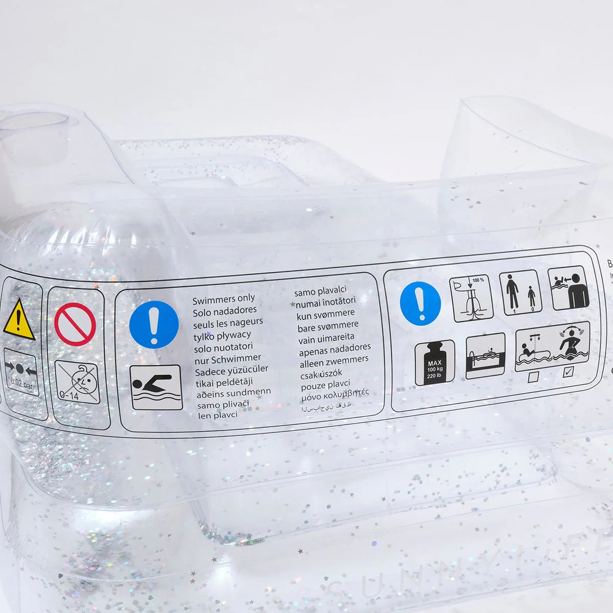 SUNNYLiFE Transparent Color Inflatable Glitter Lilo Chair