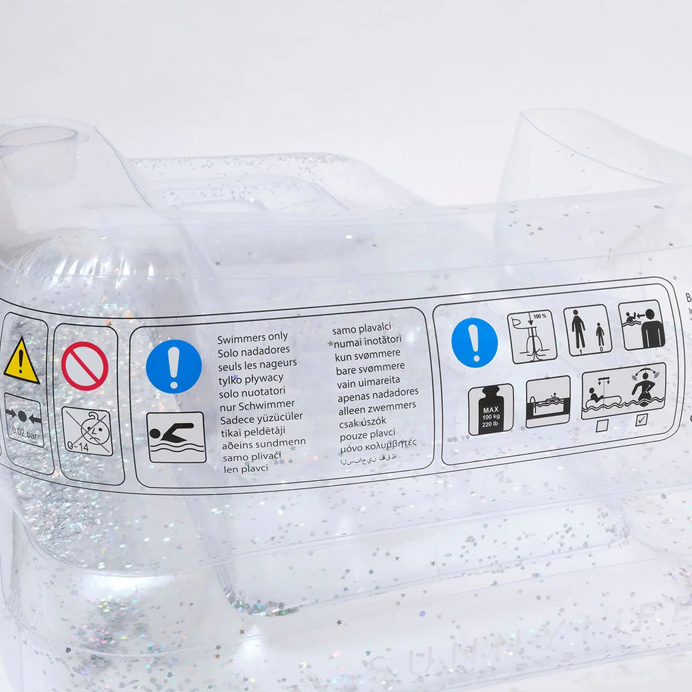 SUNNYLiFE Transparent Color Inflatable Glitter Lilo Chair