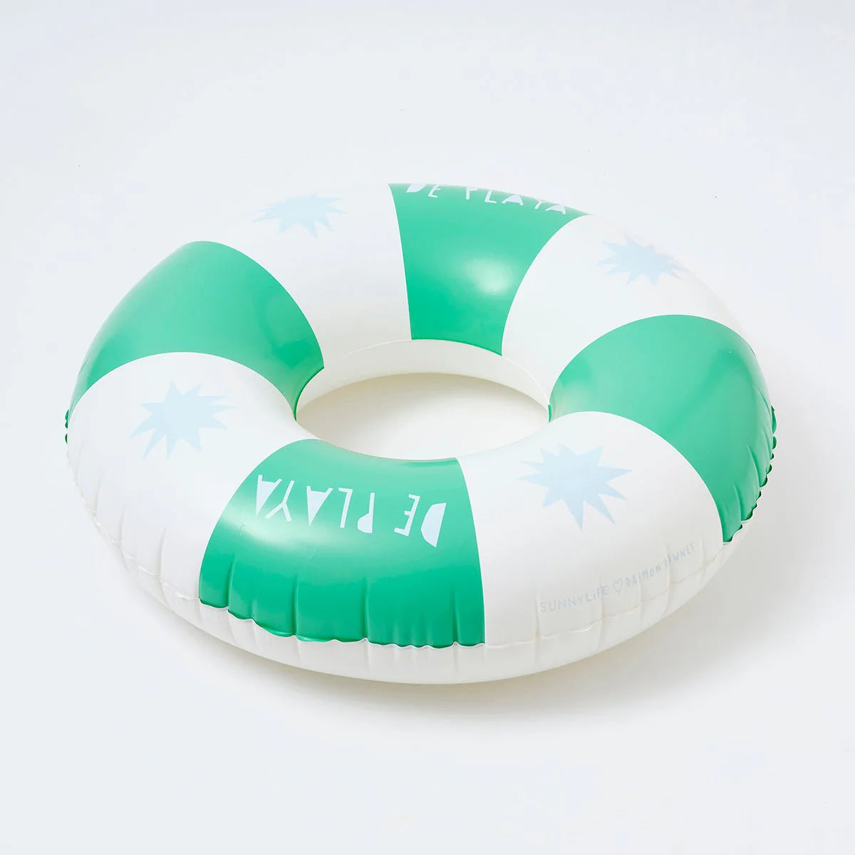 SUNNYLiFE White and Green Color Inflatable Pool Ring De Playa Esmeralda