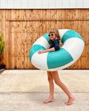 SUNNYLiFE White and Green Color Inflatable Pool Ring De Playa Esmeralda