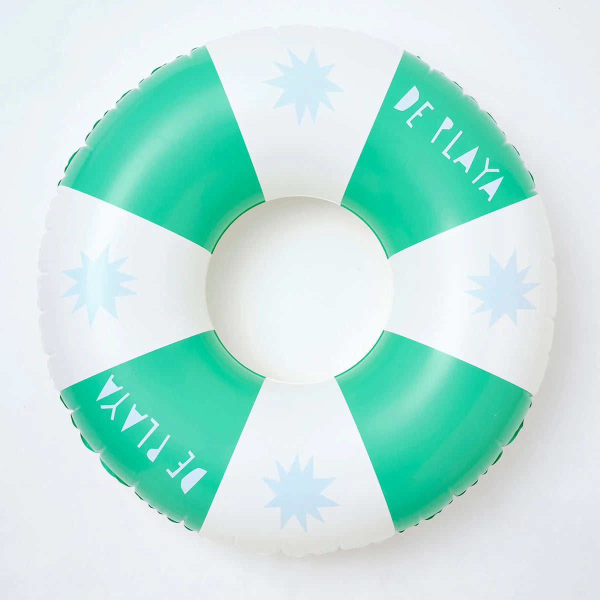 SUNNYLiFE White and Green Color Inflatable Pool Ring De Playa Esmeralda