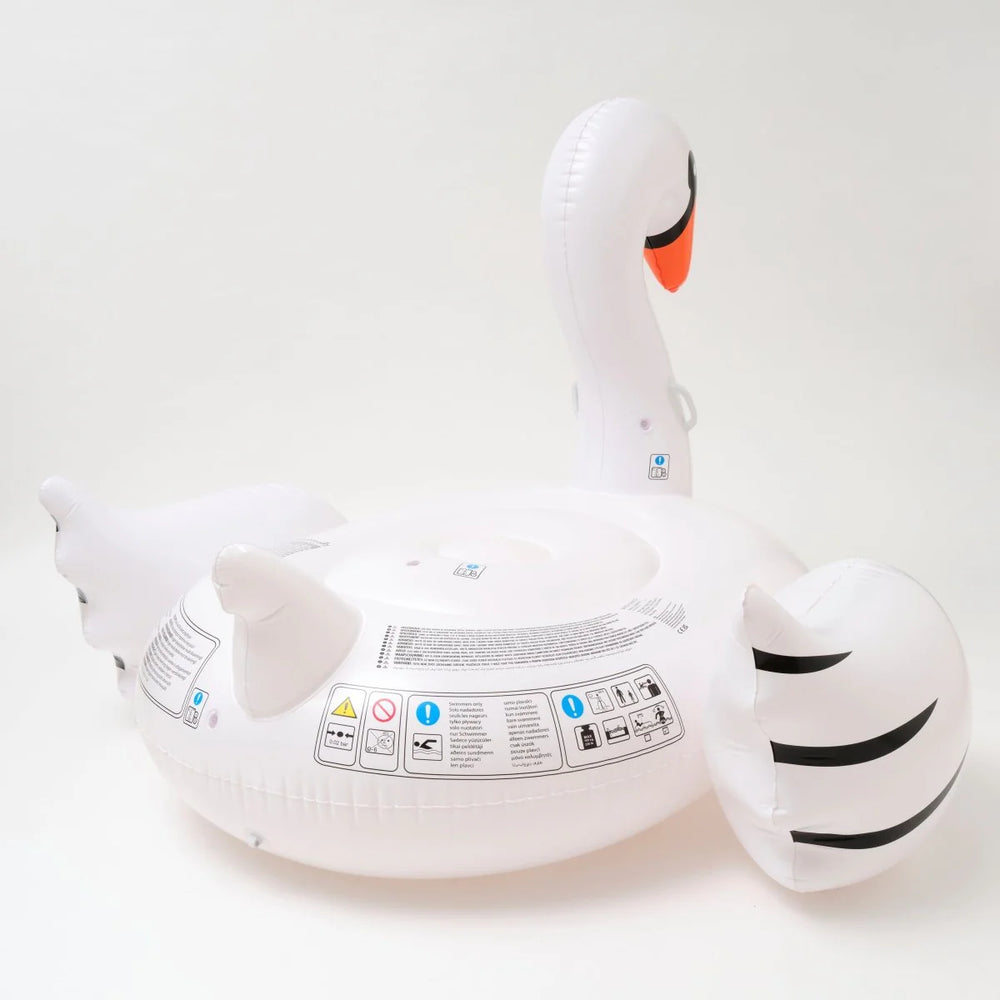 SUNNYLiFE White Color Inflatable Luxe Ride-On Float Swan