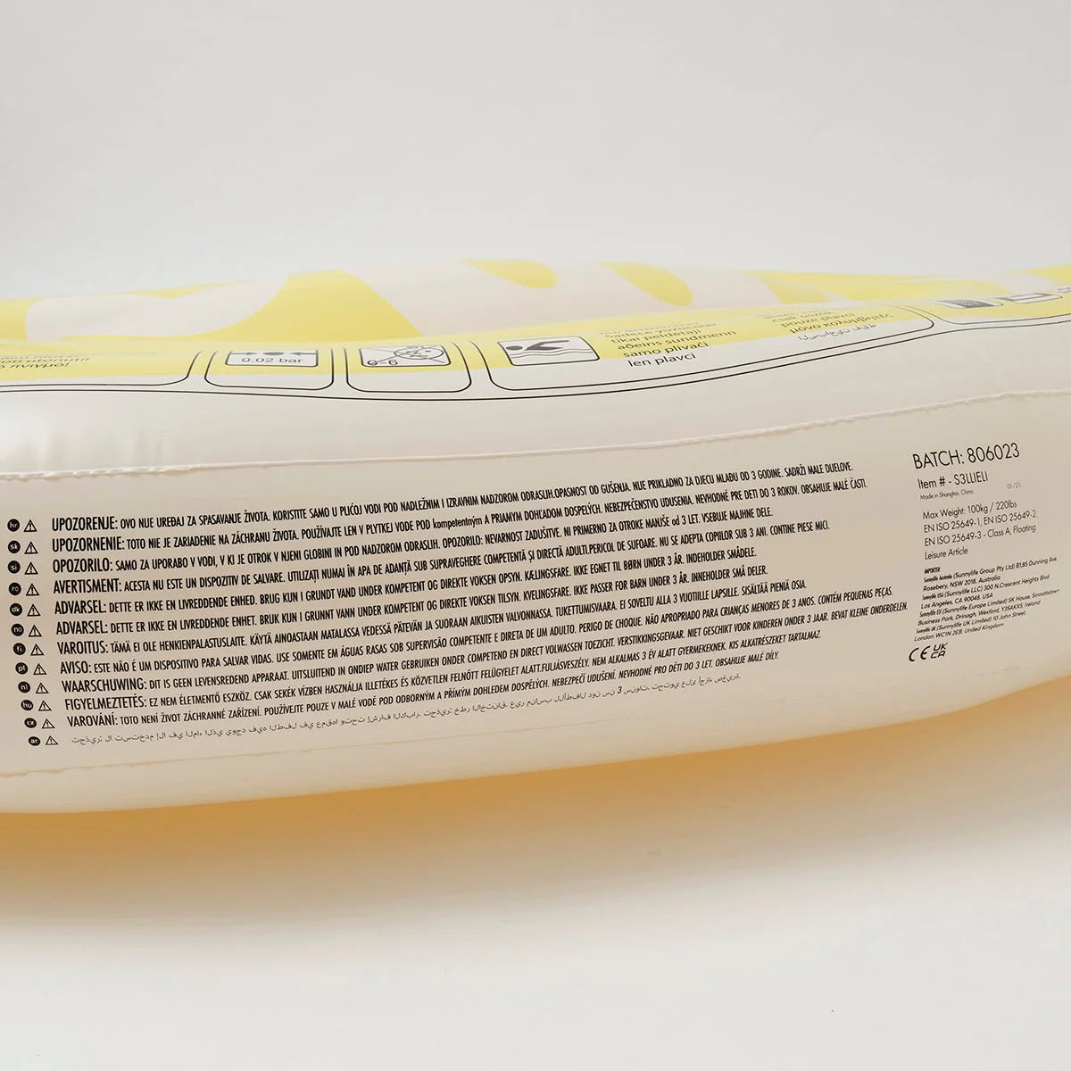 SUNNYLiFE Yellow Color Inflatable Luxe Lie-On Float Limon