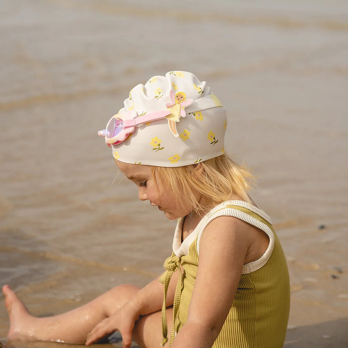 SUNNYLiFE Yellow Color Shaped Swimming Cap Mima The Fairy Lemon