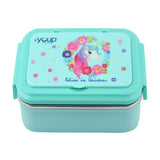 Youp stainless steel sage green color Unicorn theme kids lunch box CRAZY - 850 ml
