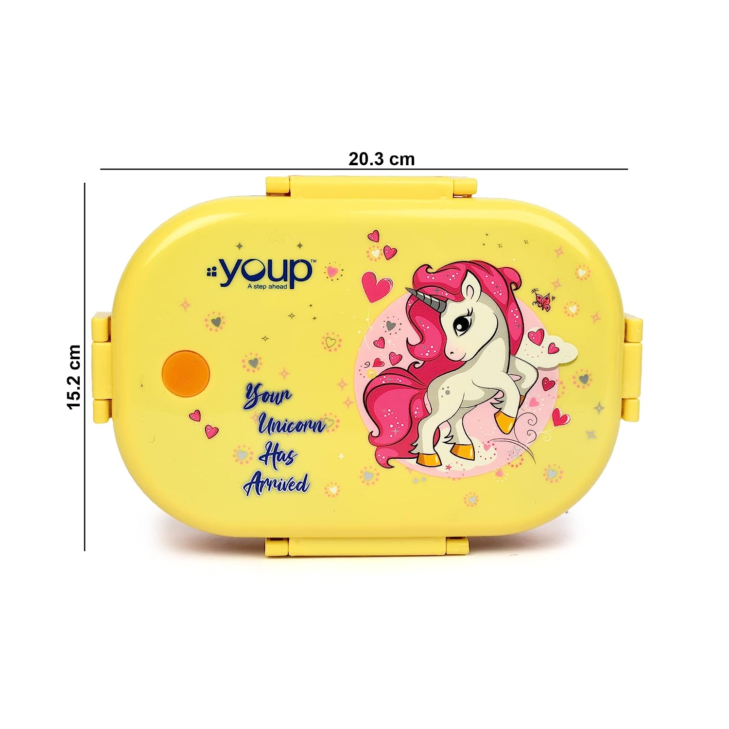 YOUP Break Time Unicorn Theme Kids Lunch Box 700 ml Yellow