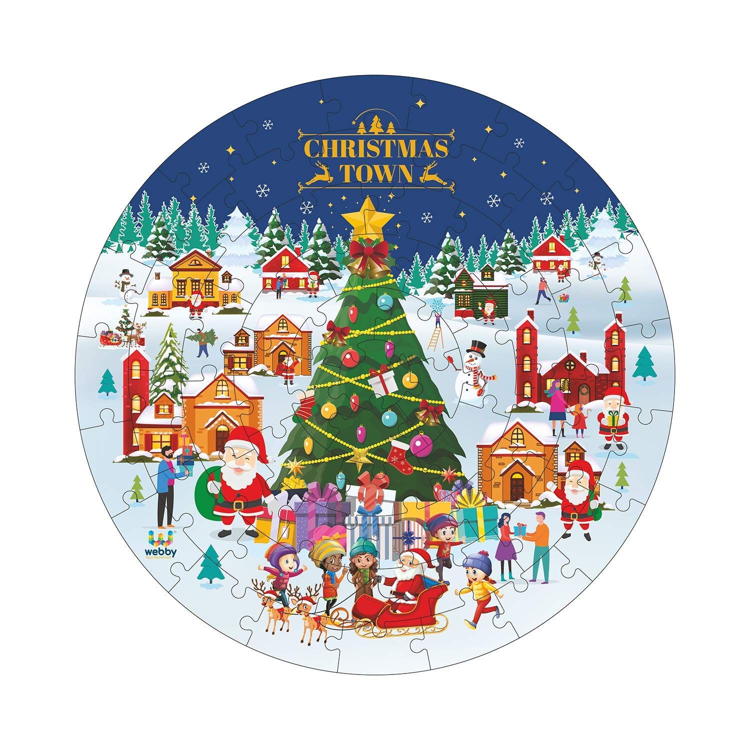 Webby Wooden Christmas Town Puzzle