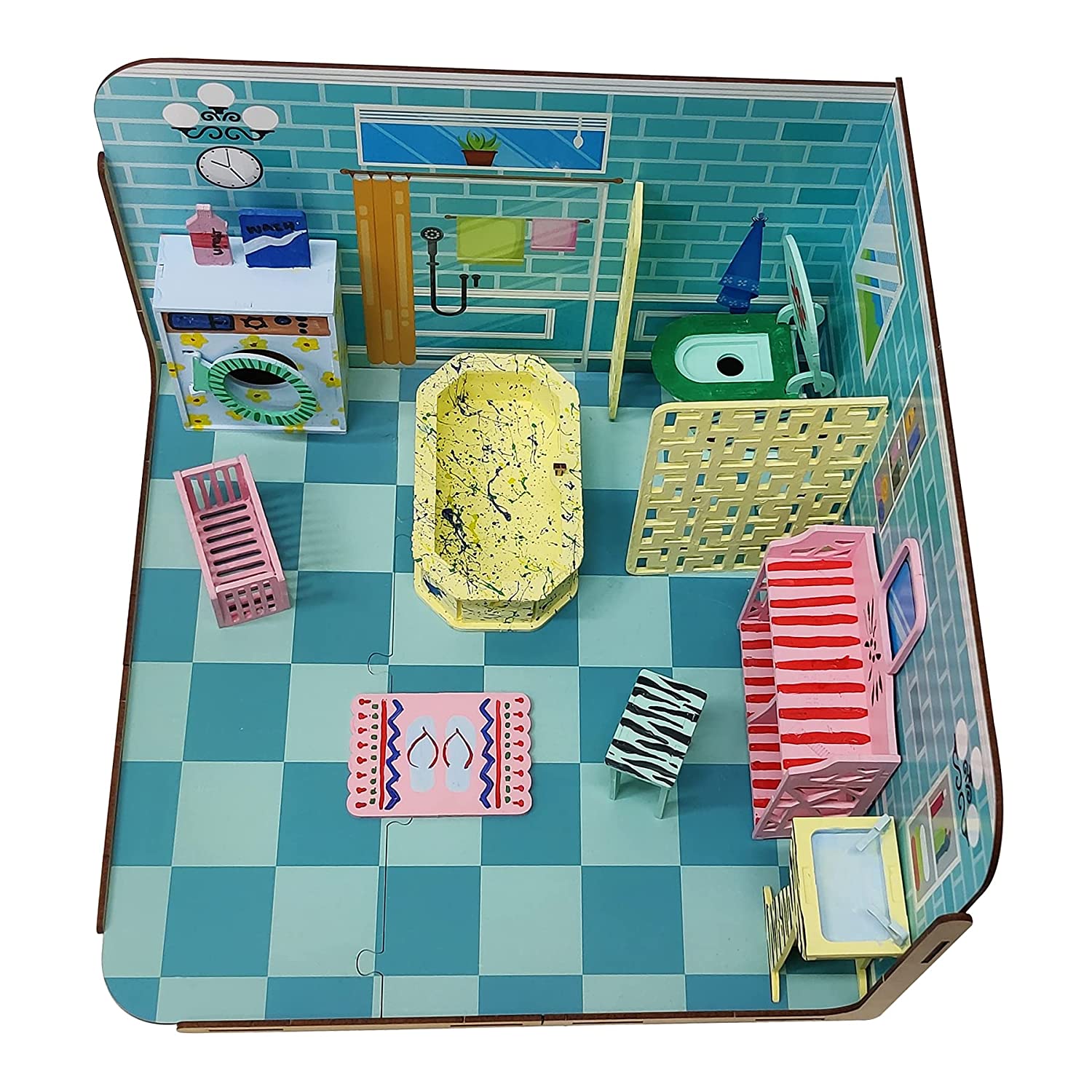 Webby DIY Build & Paint Bathroom with Furniture Wooden Dollhouse Kit