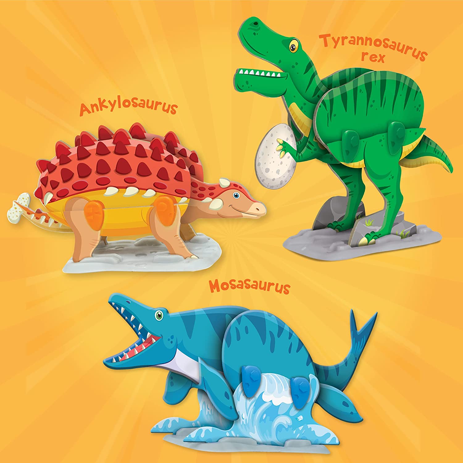 Imagimake Mapology Dino Quest - Tyrannosaurus Rex, Mosasaurus and Ankylosaurus