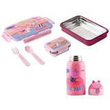 Youp Peppa Pig Pool Party Lunch Box Euro 450 ml & Insulated Double Wall Sipper Bottle Zippy 550 ml
