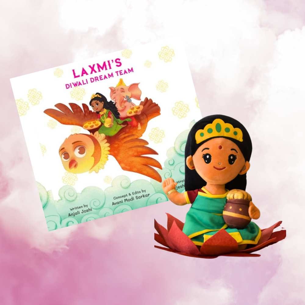 Modi Toys Laxmi Devi Small Mantra Singing Plush (7 Inch) And Laxmi's Diwali Dream Team Book