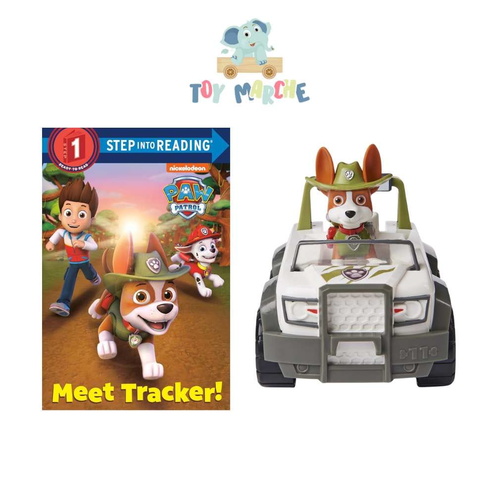 Paw Patrol Tracker Jungle Cruiser with Tracker Figure And Paw Patrol - Meet Tracker (Step Into Reading Level 1)