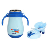 Youp Wiggly Thermo Steel Bottle 350ml - Aeroplane Print - Blue