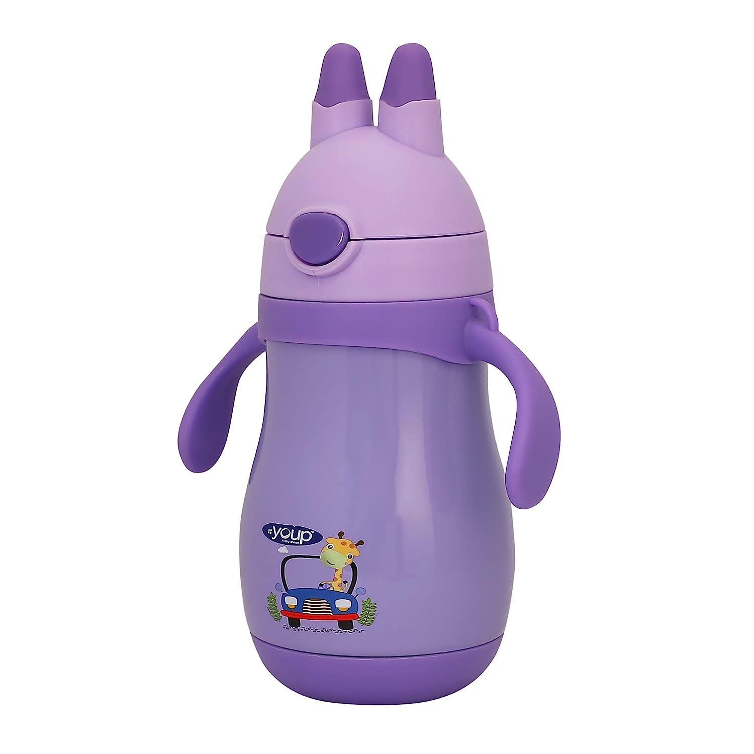 Youp Wiggly Thermo Steel Bottle 350ml - Car Print - Purple