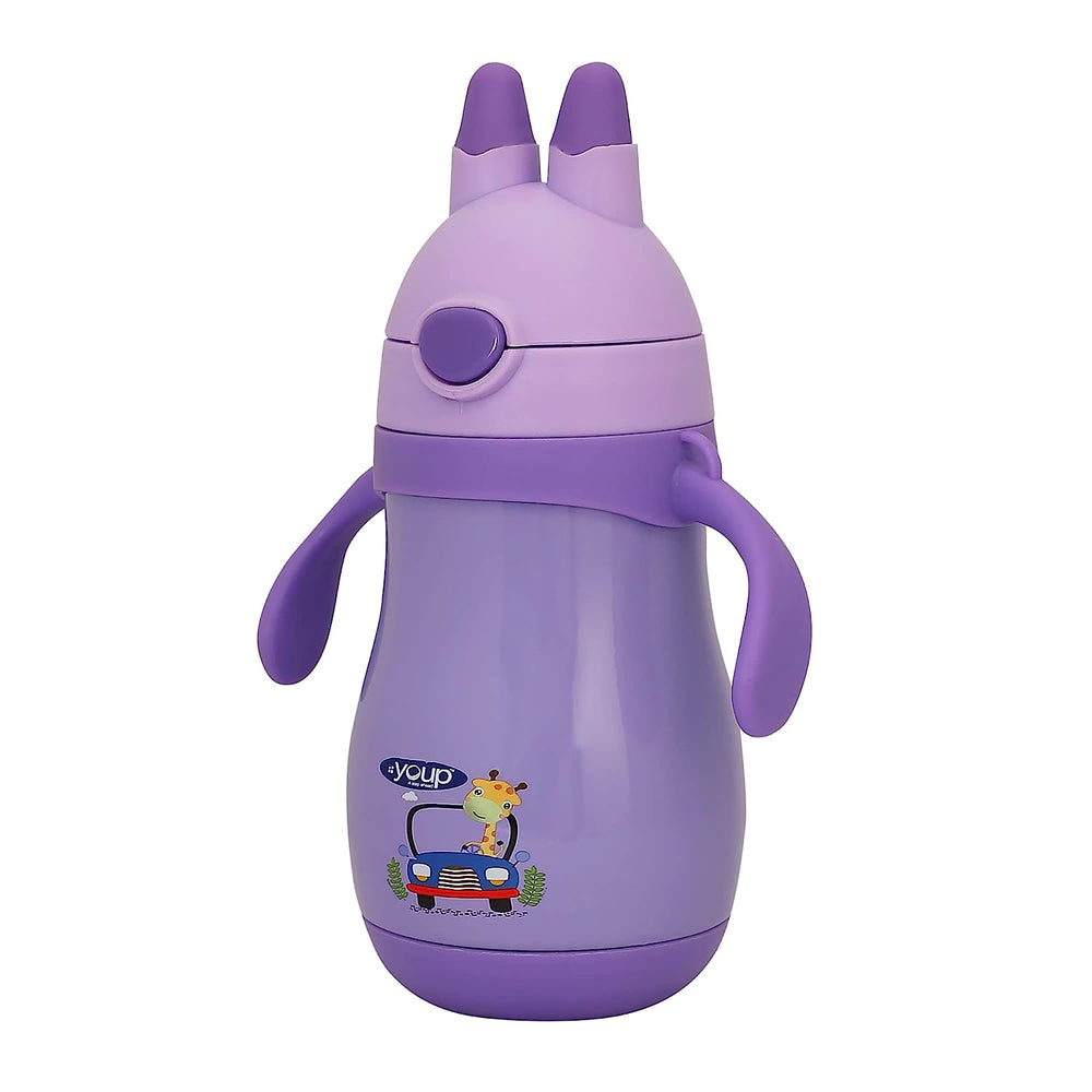 Youp Wiggly Thermo Steel Bottle 350ml - Car Print - Purple
