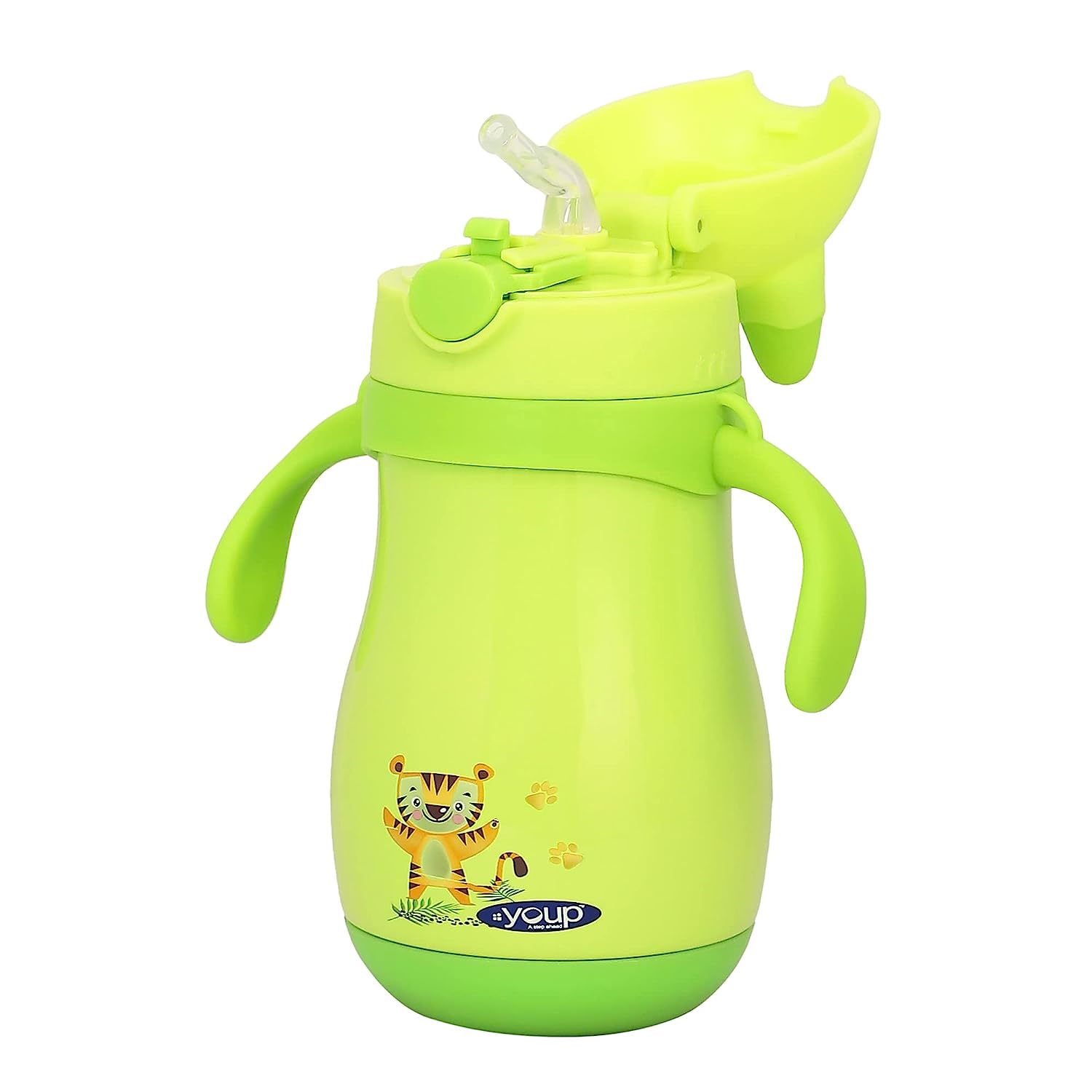Youp Wiggly Thermo Steel Bottle 350ml - Tiger Print - Green