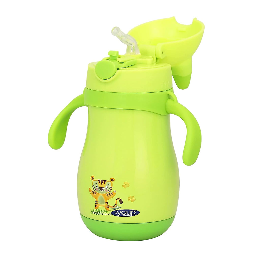 Youp Wiggly Thermo Steel Bottle 350ml - Tiger Print - Green