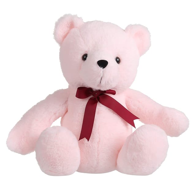 Mirada Teddy Bear With Wine Bow Pink