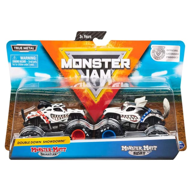 Monster Jam Double Down Showdown Mutt Dalmatian & Monster Mutt Husk (1:64)