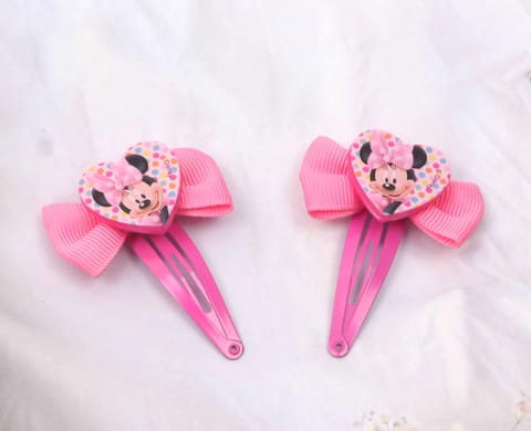 Lil Diva Minnie Mouse Hair Clips 2 In Pink Color