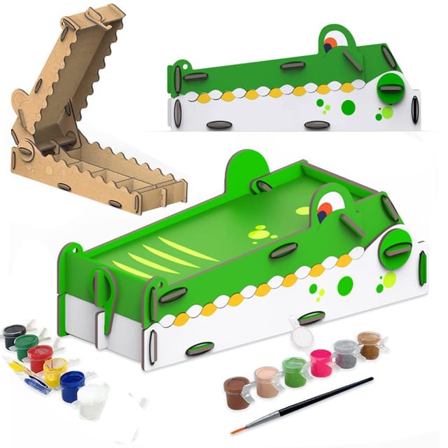 Webby DIY Wooden Build and Paint Pencil Box Crocodile