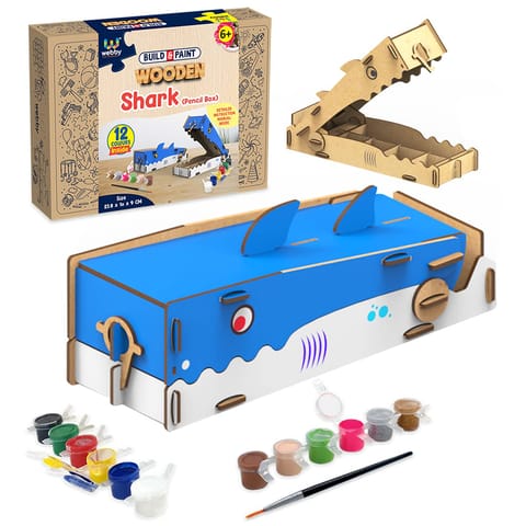 Webby DIY Wooden Build and Paint Pencil Box Shark