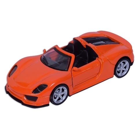 Road Burner Diecast Metal Racers Pull back Orange Convertible Car