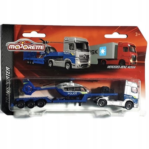 Majorette Die Cast Mercedes Benz Actroz and Helicopter Police
