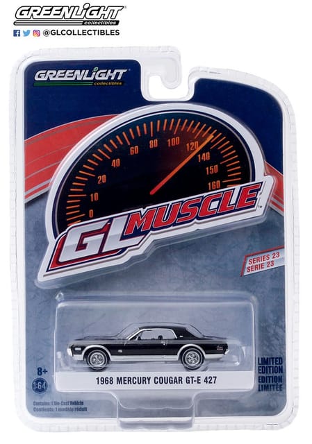 Greenlight Diecast 1968 Mercury Cougar GT-E 427 Black