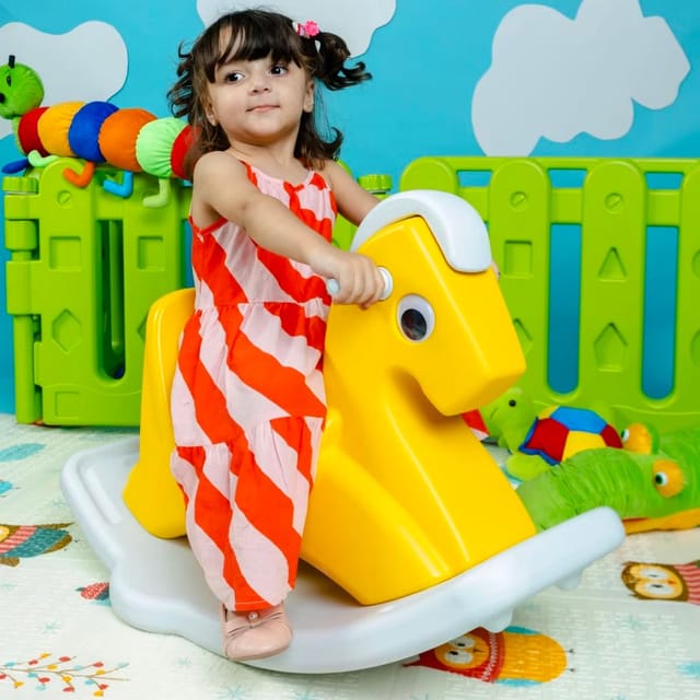 Zoozi 2 in 1 Ride On Rocking Horse Yellow