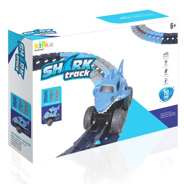 KIPA Light Mini Monster Truck with Race Car Track - Grey Shark