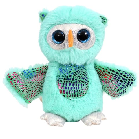 Mirada Blue Foil Plush Stuffed Owl With Glitter Eye
